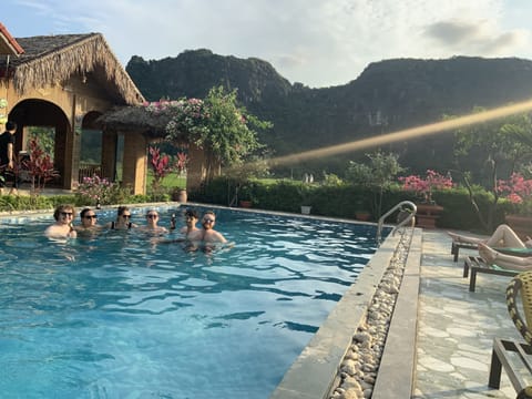 Outdoor pool, sun loungers