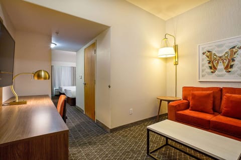 Suite, 2 Queen Beds | Desk, blackout drapes, iron/ironing board, free cribs/infant beds