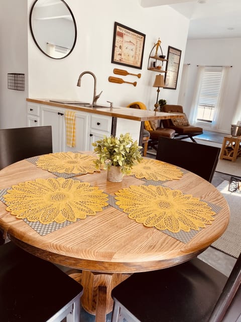 Dining table and bar seating