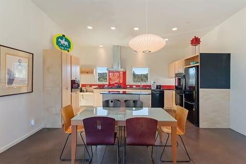 Dining and kitchen from living room