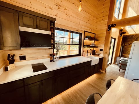 Luxury Cabin, 2 Queen Beds, River View | Private kitchen | Espresso maker