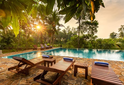 Outdoor pool, sun loungers