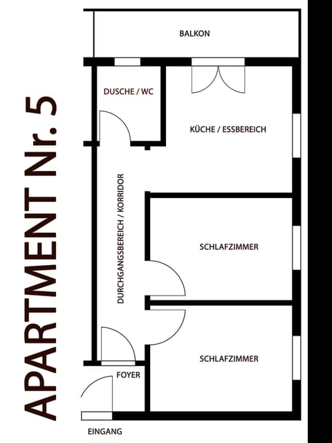 Floor plan Apartment No. 5 (2½ room apartment on the 2nd floor)