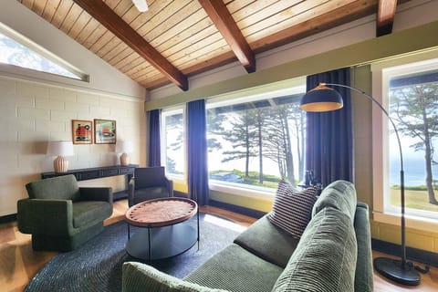 Spacious living space with ocean views.