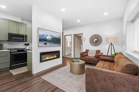 Living room with fireplace feature
