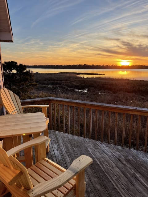 Private back deck. Top floor unit gives excellent views of Kitty Hawk Bay!