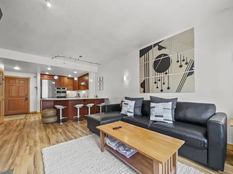 Open concept living and kitchen area.