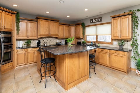 Kitchen and island