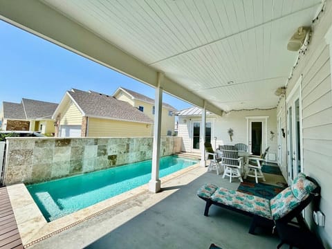 Stunning outdoor patio area with a private pool—your ultimate vacation oasis.