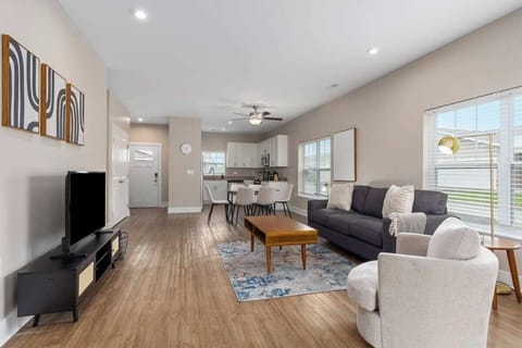 Spacious living and dining room with so much natural light!
