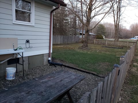 picnic table and fish cleaning station