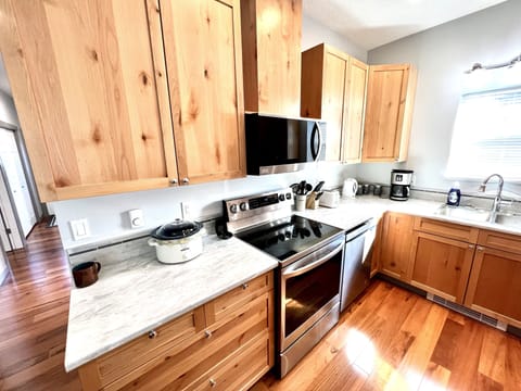 Modern kitchen comforts.