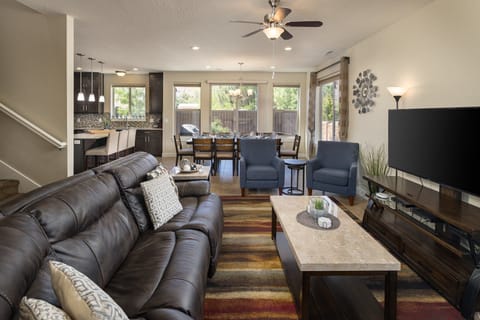 Living Room with TV streaming service, from Netflix to Starz