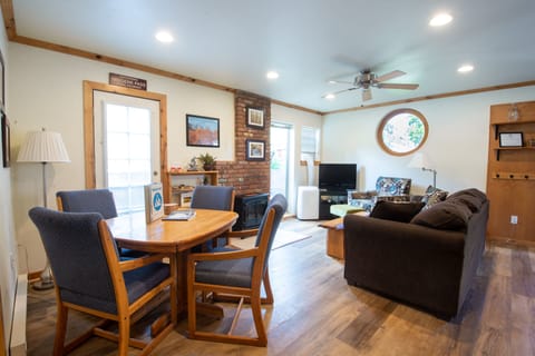 Cozy living space with electric fireplace