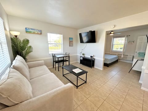 Smart HDTV offering premium entertainment in the cozy lounge area.