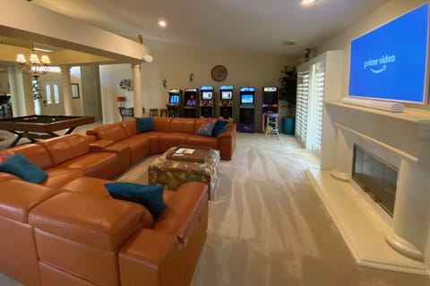 Sonos Home Theater Living Room w/Arcade, Pool Table, & Power Recliners