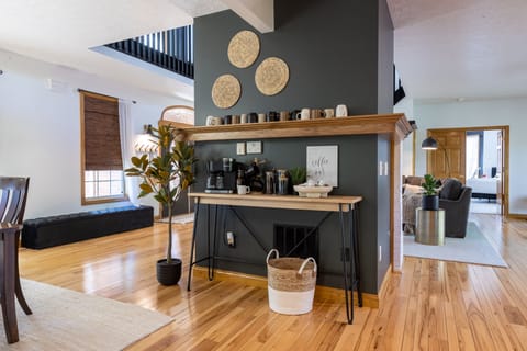 Make yourself a fancy coffee with the syrups and creamers our coffee bar offers.