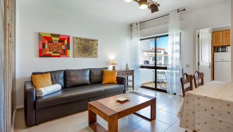 The beautifully decorated living area has a comfortable sofa-bed, Cable TV and free Wi-fi #decoration #freewi-fi #portugal #algarve #albufeira
