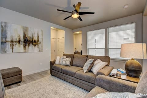 New comfy couch in a warm setting