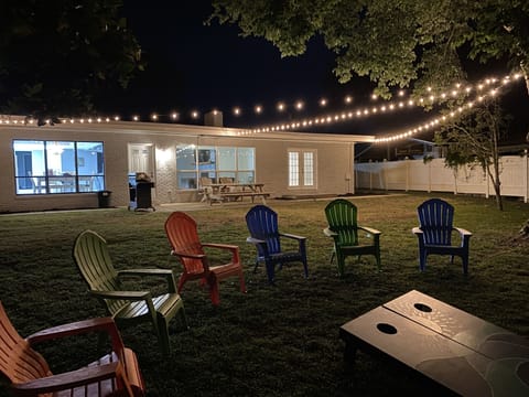 Cafe lights so you can enjoy your space at night.