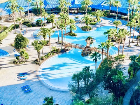 Lagoon Pool in Destin, Heated outdoor pool, Island Style Hot tub and waterfalls