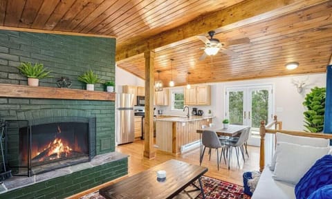 Read a book in our living room by the fireplace