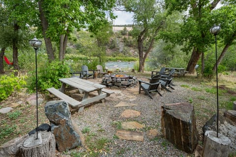 Gas Fire pit next to the Animas River