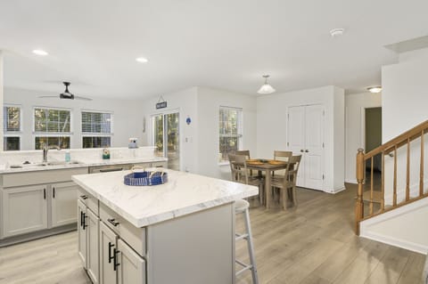 Hidden Gem sits on a quiet, wooded lot - such a peaceful retreat.