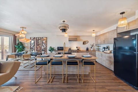 Kitchen, Dining and Living area