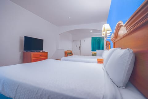 Deluxe Room, 2 Queen Beds, Non Smoking | Desk, iron/ironing board (on request), WiFi (free), bed sheets