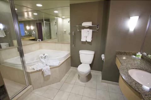 Designer toiletries, hair dryer, towels, soap