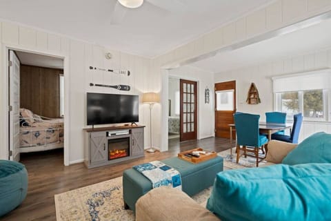 Take advantage of the cozy electric fireplace and provided Disney+ and Netflix on TV!