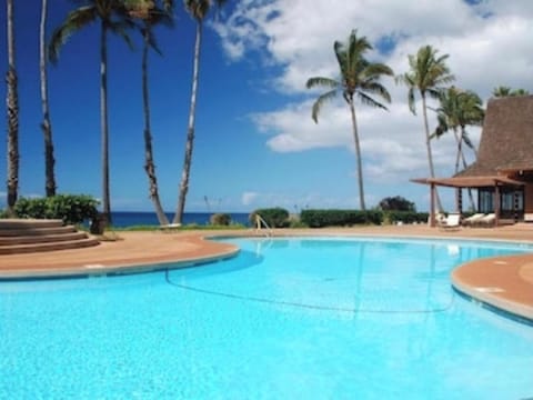 A view of our oceanfront pool