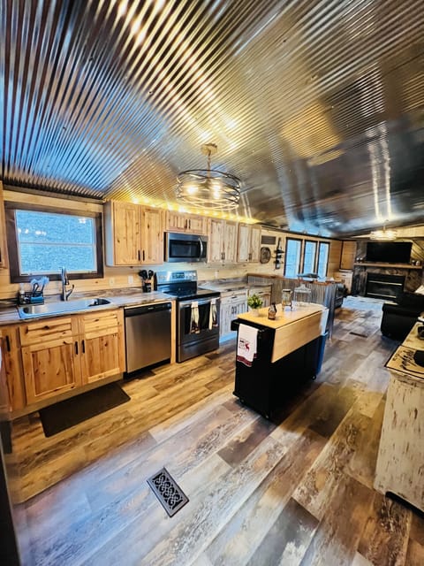 Kitchen area with new appliances 