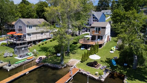 Aerial View of Cottage at Highland Lake w/ Waterfront