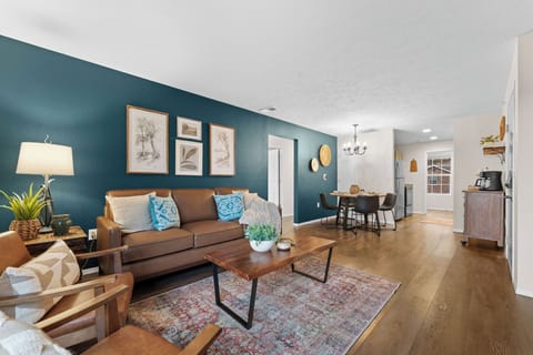 Open living room and dining area
