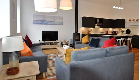 The open plan living pace is central to the property