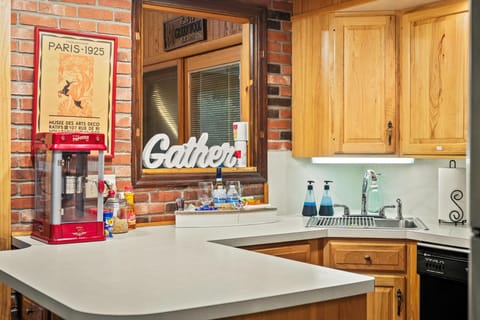 Kitchen - showing our pop corn maker for movie fun.