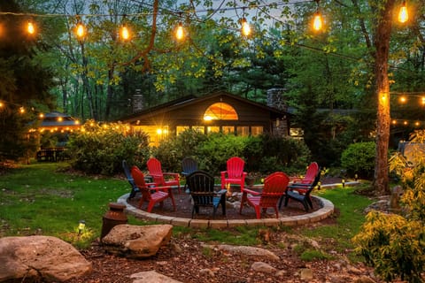 Night view of this serene setting of our fire pit