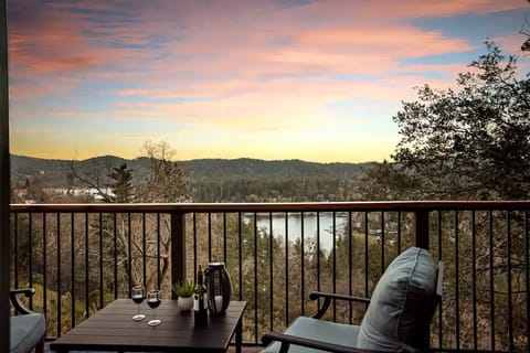 Magnificent Lake and Mountain views from one of a kind cabin. 