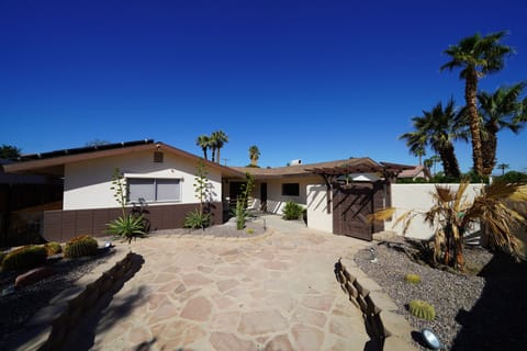 This is the front courtyard, gated and ideal for morning coffee.