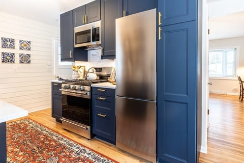 We love how the redesign came out in this newly renovated kitchen. Equipped with just about every imaginable amenity that you will need to cook or host a dinner.  We invite you to give it a test run. 