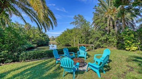 Fire pit on lawn area