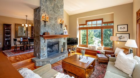 Living Room With Wood Burning Fireplace