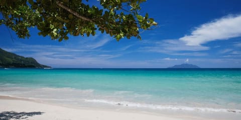 On the beach, white sand