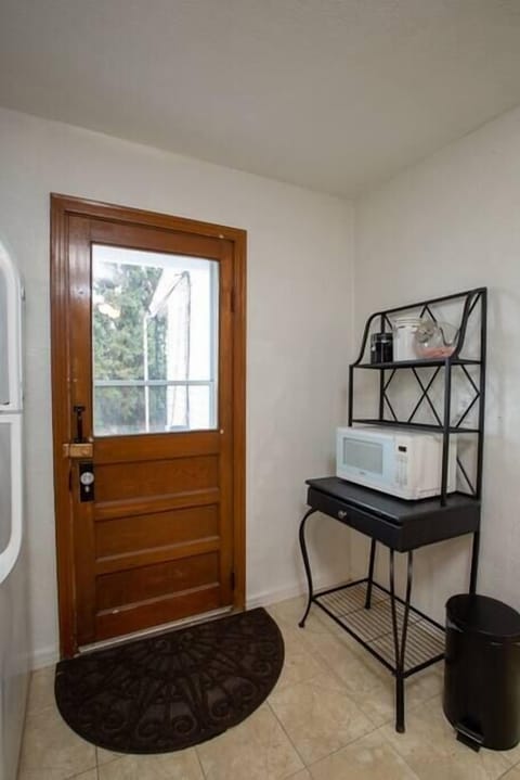 A shot of the main entrance and microwave