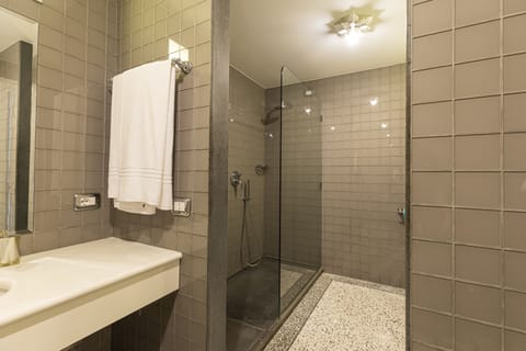 Superior Double Room, 1 King Bed, City View | Bathroom | Shower, rainfall showerhead, hair dryer, bathrobes