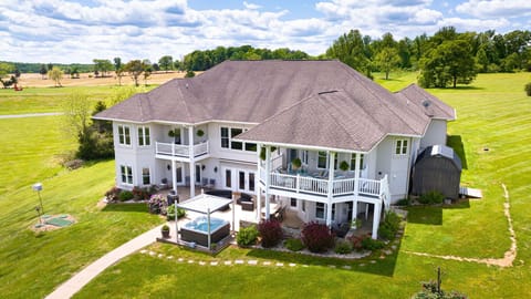 A House of Grand Scale: Aerial View of House from Backyard