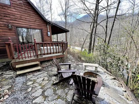 Private fire pit with seasonal views and year round sounds of the creek