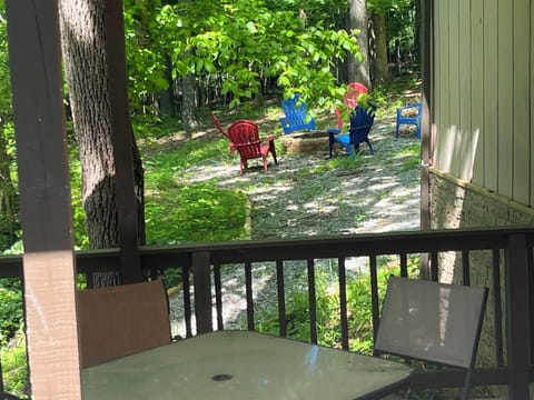 Picture of burn pit with horseshoes in the background